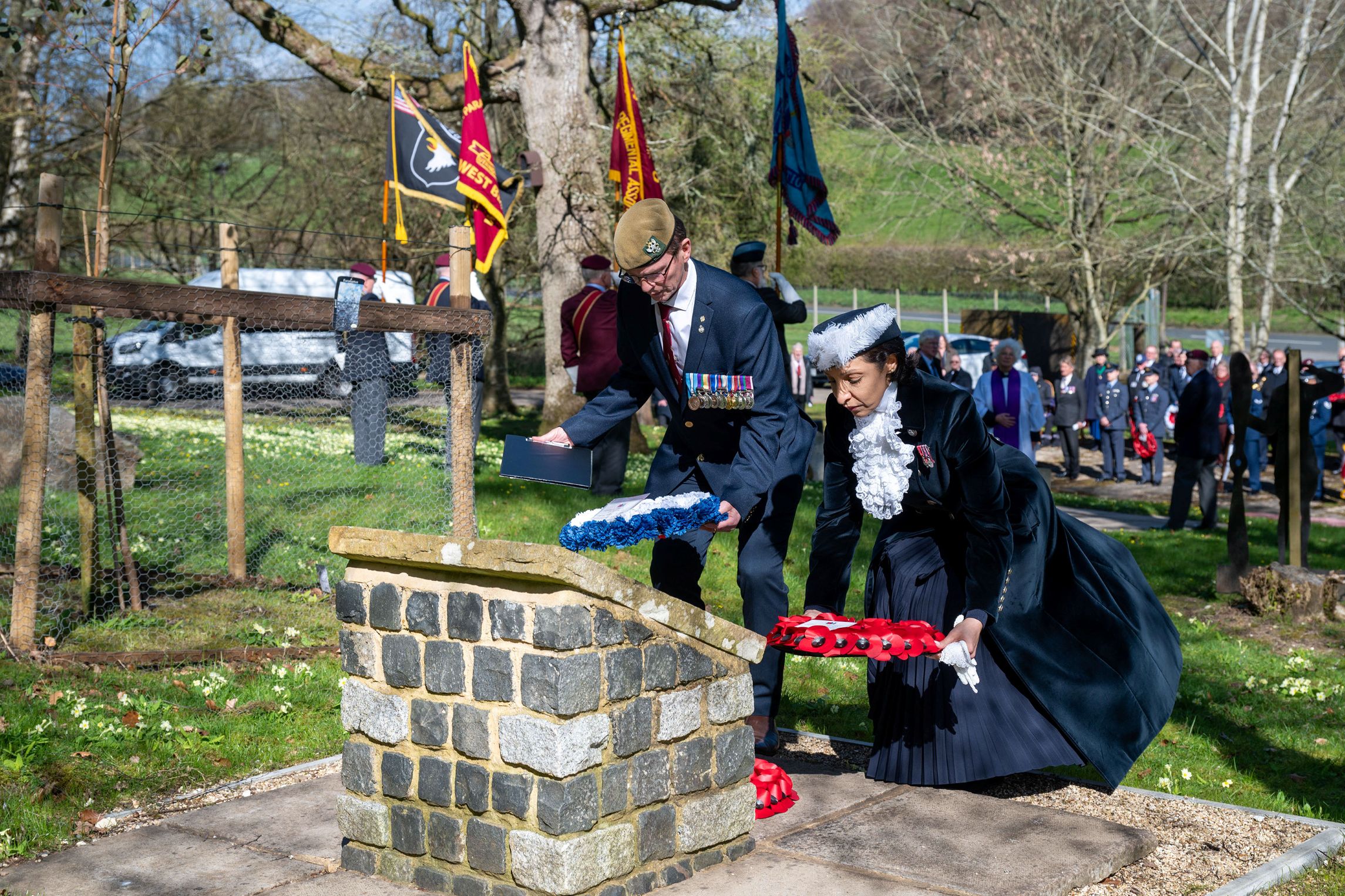 High Sheriff, Ren Kapur MBE, laying a wreath at RAF Welford